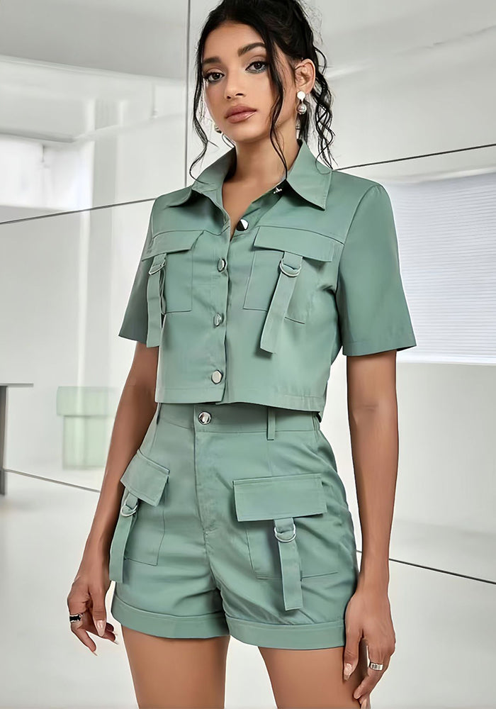 Women Casual Top and Shorts Two Piece Set