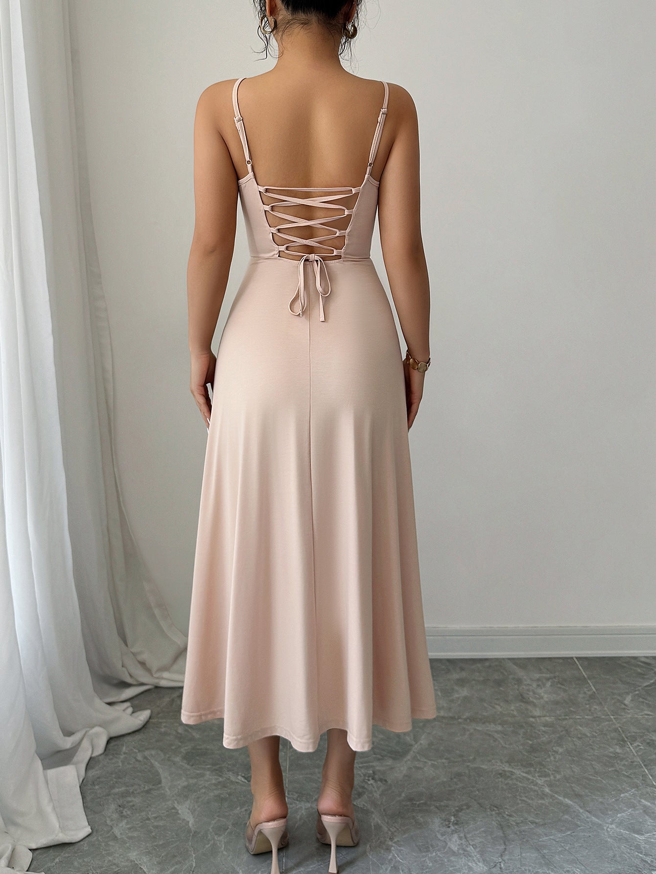 Spring/Summer Chic Elegant Strap Slim Waist Long Dress 5