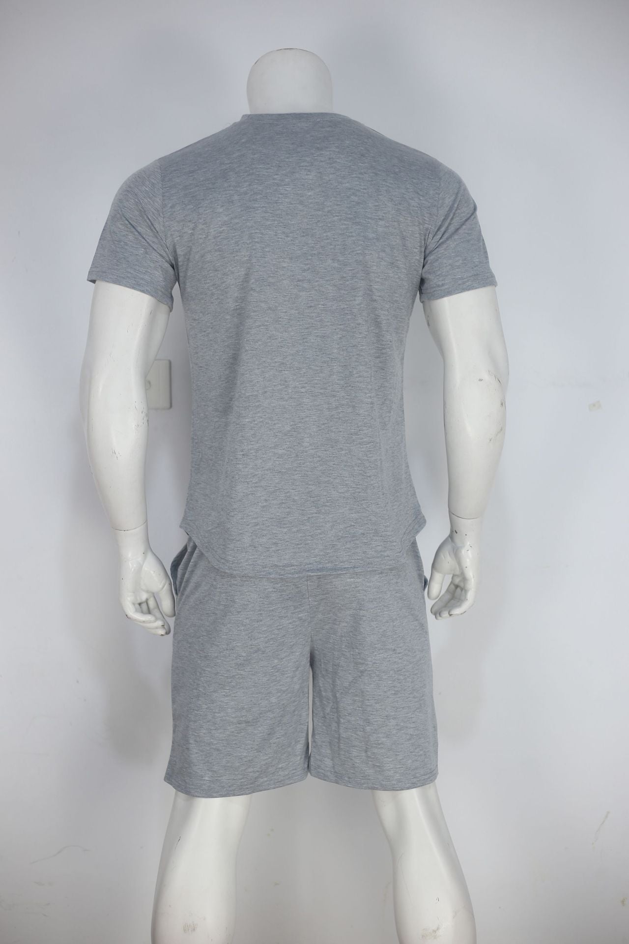 Summer Men'S Solid Color Short-Sleeved T-Shirt Shorts Sports Two Piece Suit 47