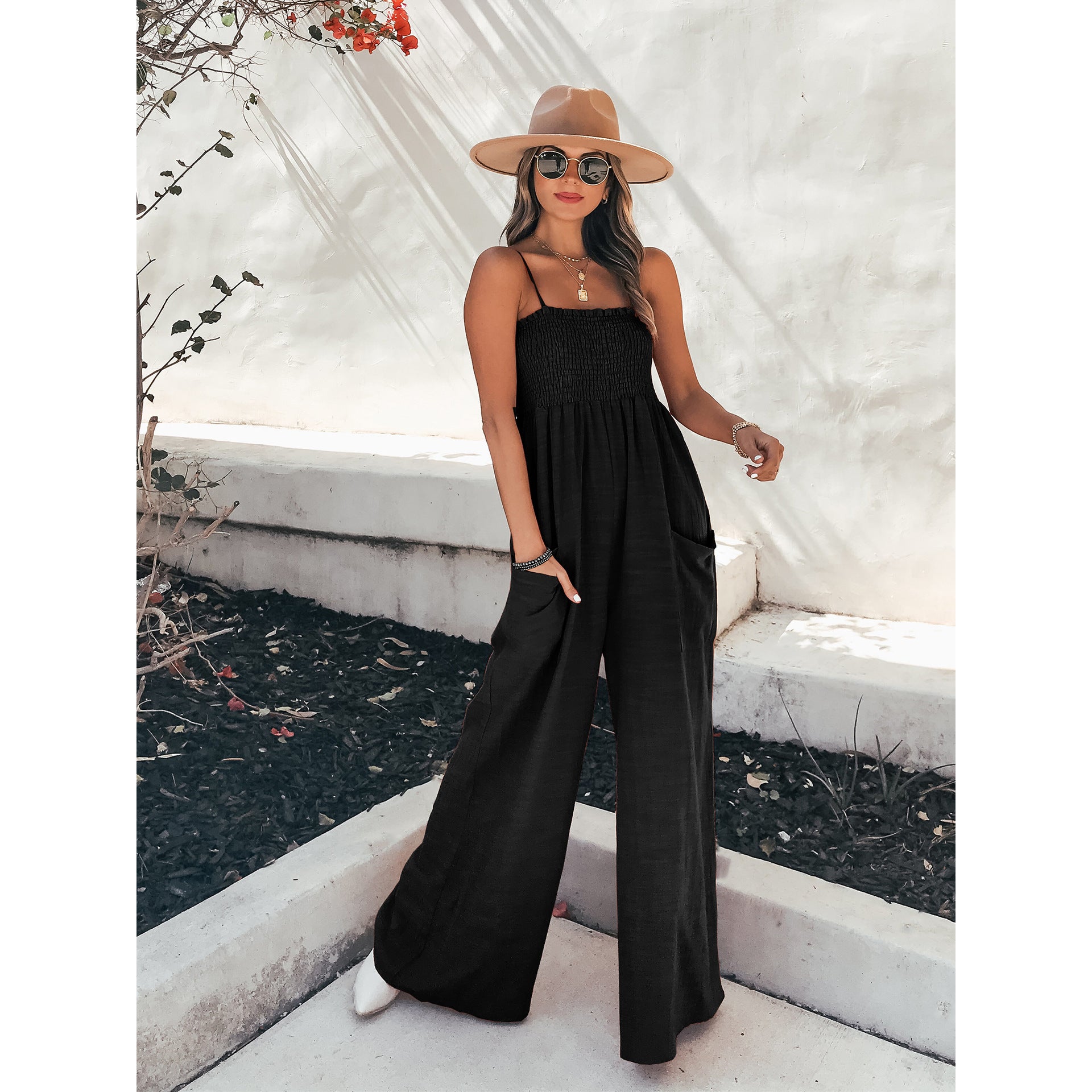 Women Sexy Camisole Loose Casual Holidays Wide Leg Jumpsuit 8