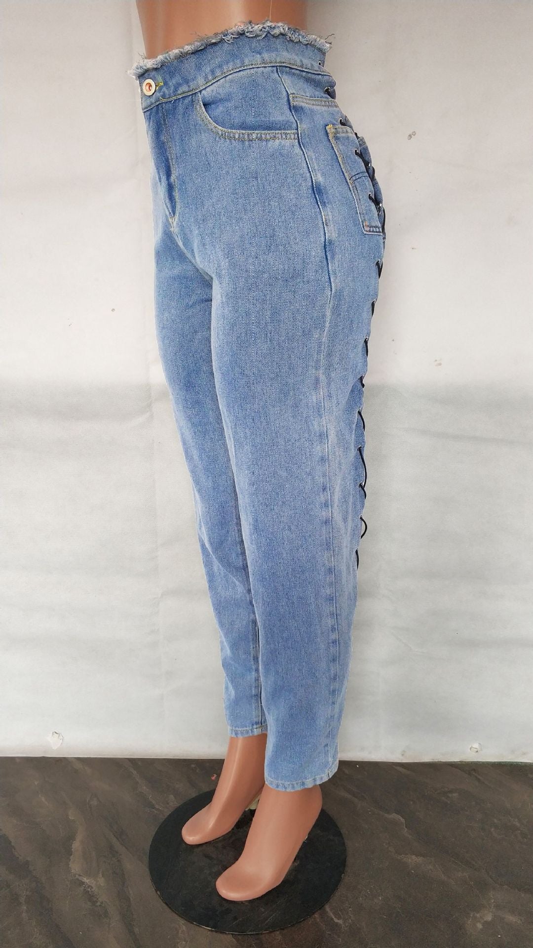 Women's Bandage Slim Fit Denim Ladies Long Pants 6