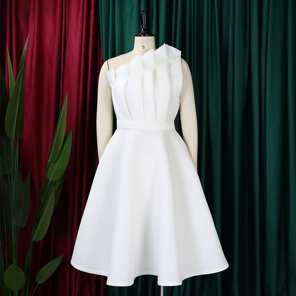 Plus Size Women's Sexy One Shoulder Ruched High Waist Ruffle Formal Party Gown Evening Dress 25