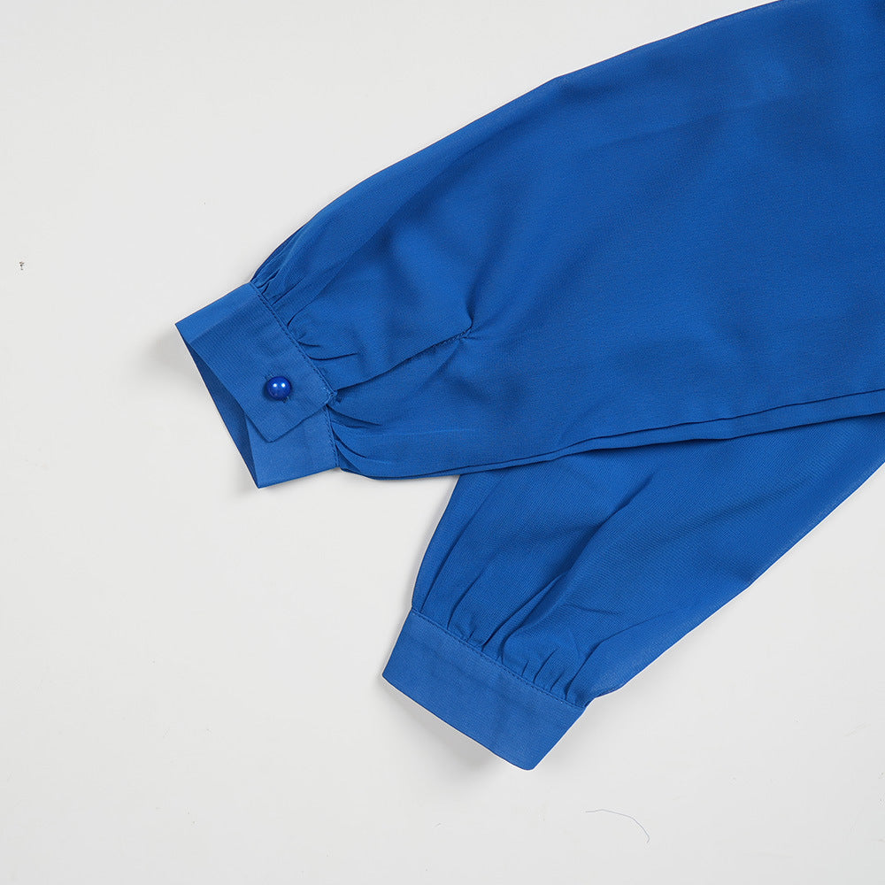 Chic Career Slim Waist Pleated A-Line Chiffon Dress 24