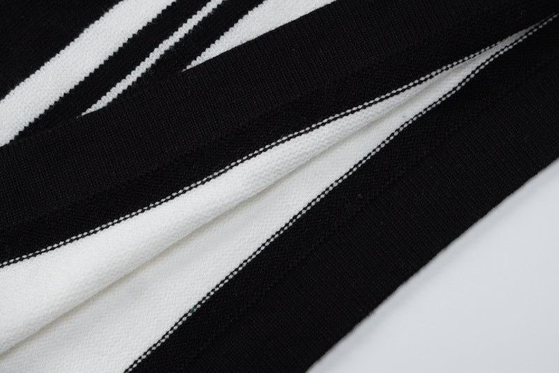 Women Knitting Stripe Bell Bottom Sleeve Tie Backless Sweater Dress 14