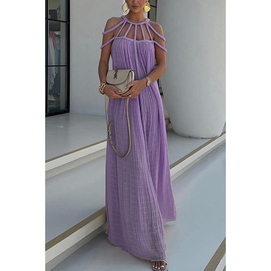 Women Spring Summer Casual Drawstring Holidays Loose Dress 3