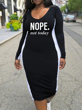 Plus Size Women v-neck Bodycon Dress 4