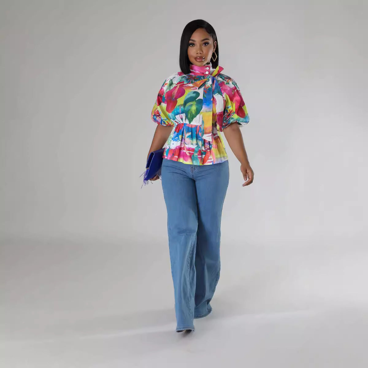 Women Casual printed shirt outfit 4