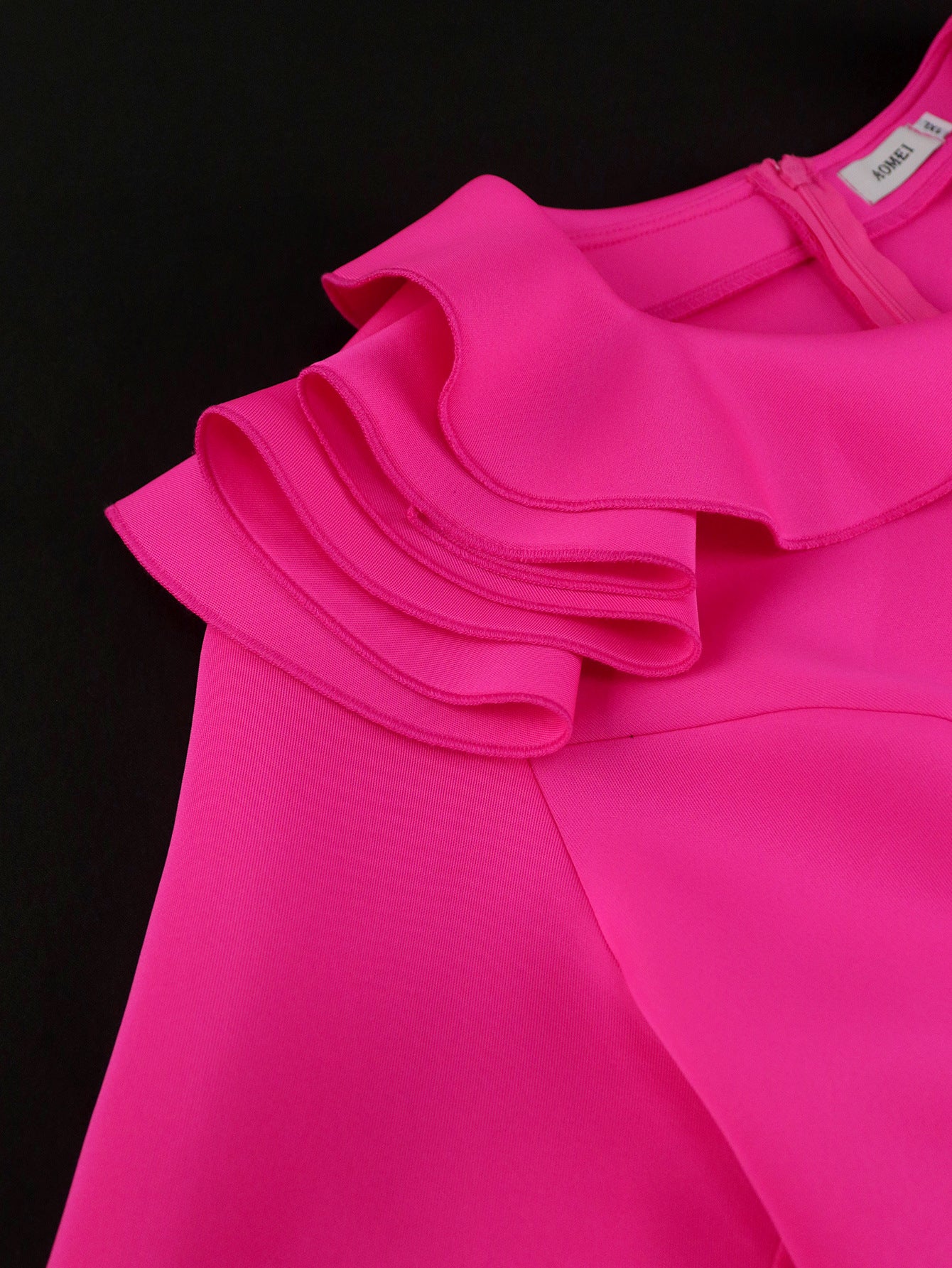 Irregular Collar Long-Sleeved Layered Fake Two-Piece High-Waist Dress 10