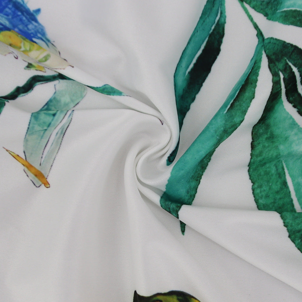 Women summer printed short-sleeved crop Top and slit Skirt sexy two-piece set 27