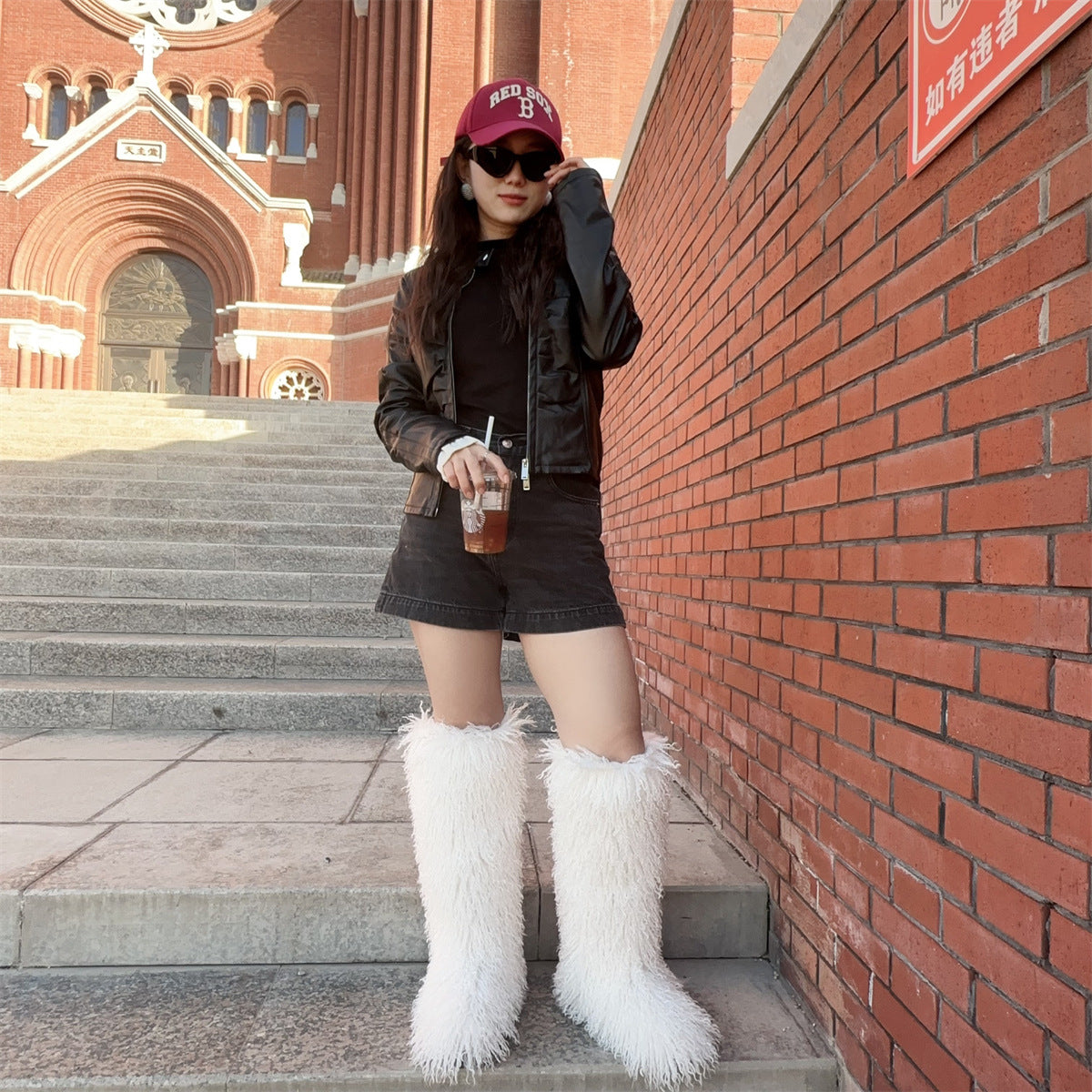 Knee-Length Snow Boots Women Trendy Fur Boots 16