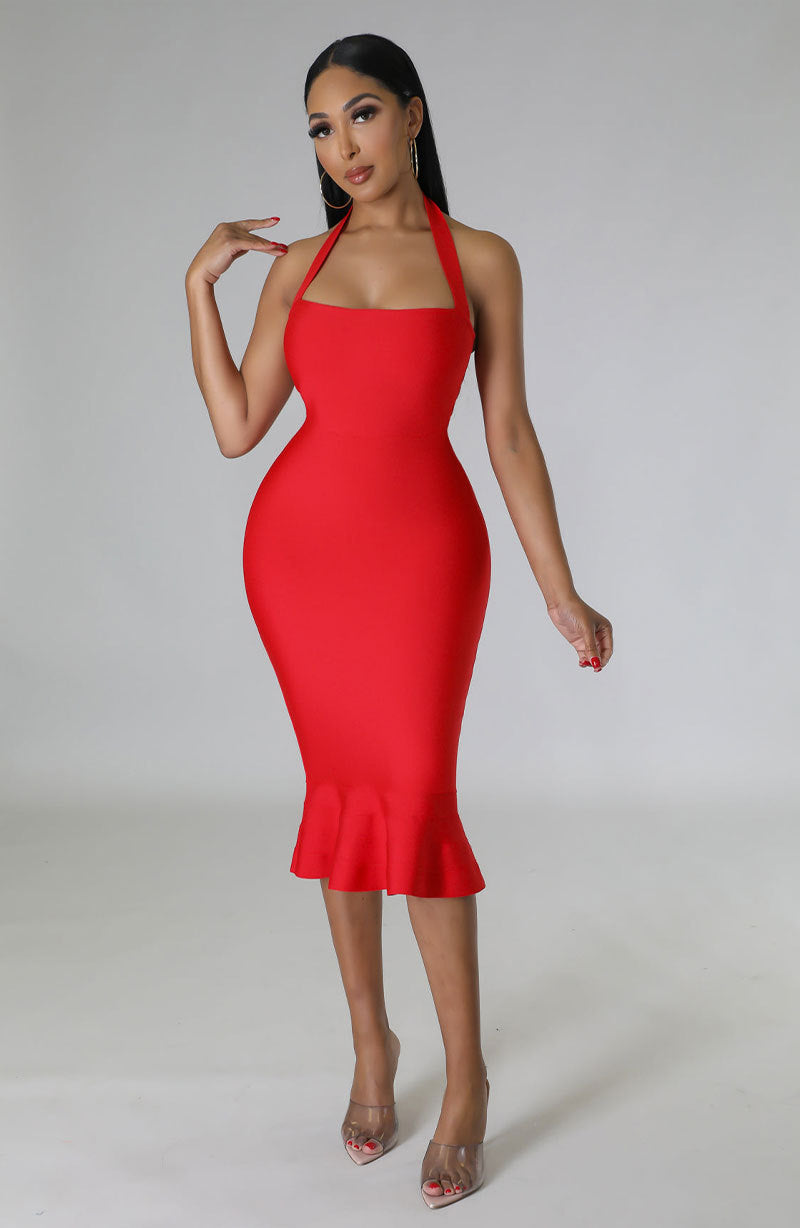 Summer Ladies Sexy Halter Neck Bodycon Dress 3
