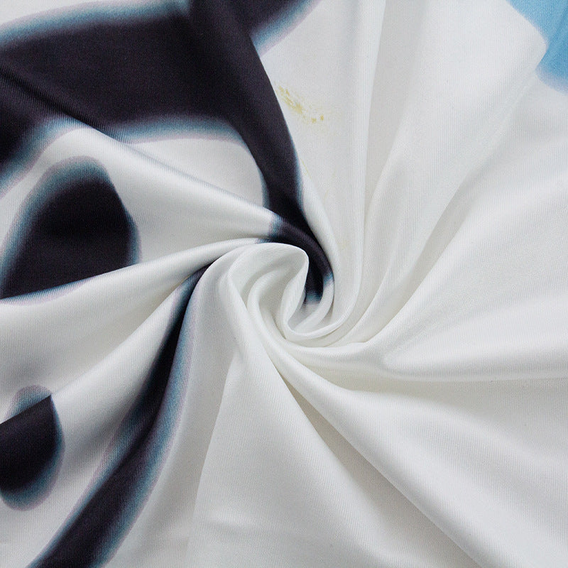 Women Fall Round Neck Long Sleeve Graffiti Letter Print Dress 15