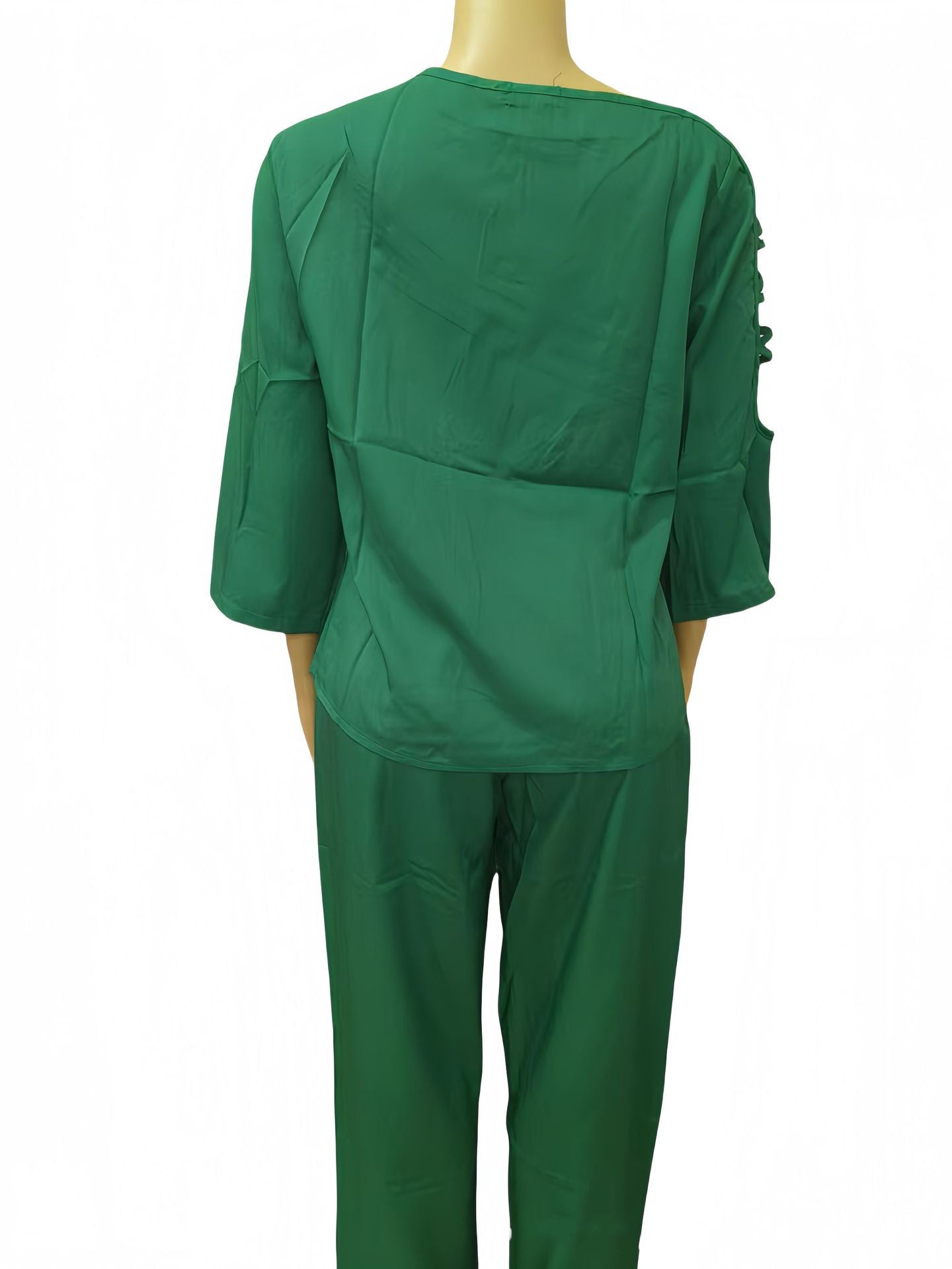 Women Twill color matching Casual Top and trousers Two Piece Set 12