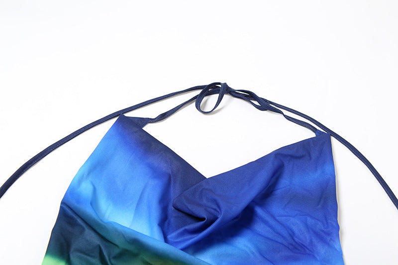 Summer Street Style Print Sleeveless Halter Neck Crop Top & Skirt Set 12