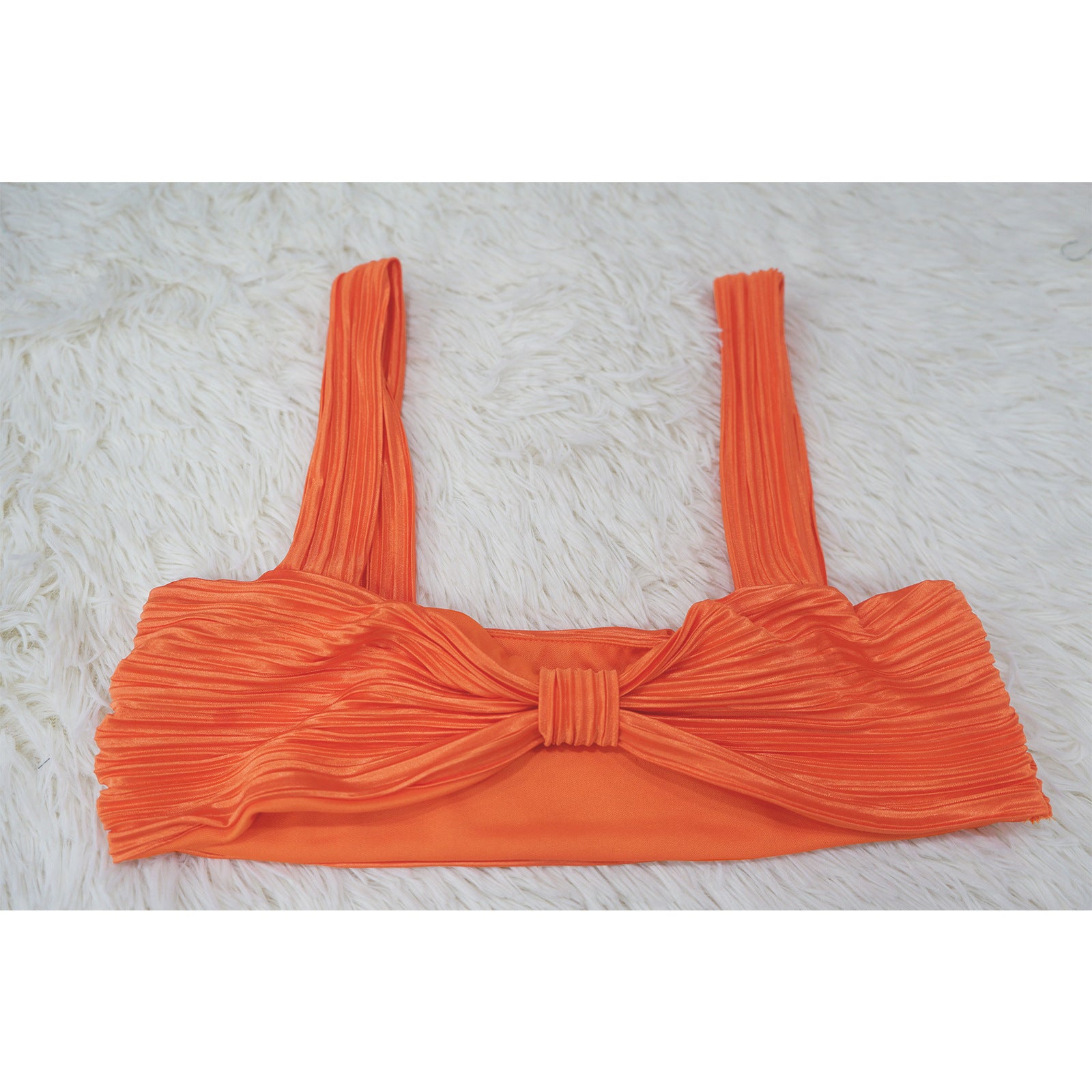 Pleated Sexy Low Back Camisole Top Split Pleated Skirt Set 19