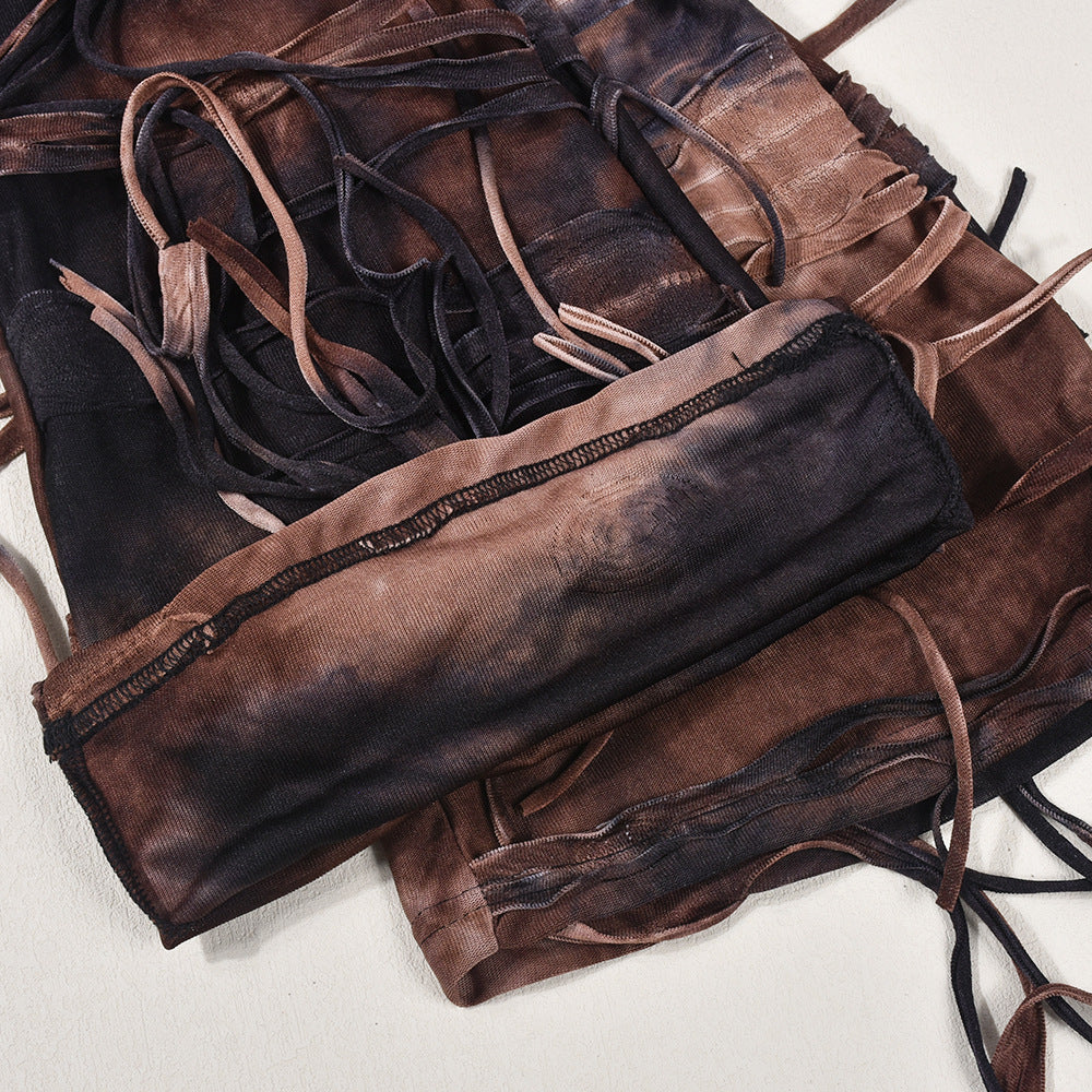 Women Style Tie Dye Tassel Casual Pants 16