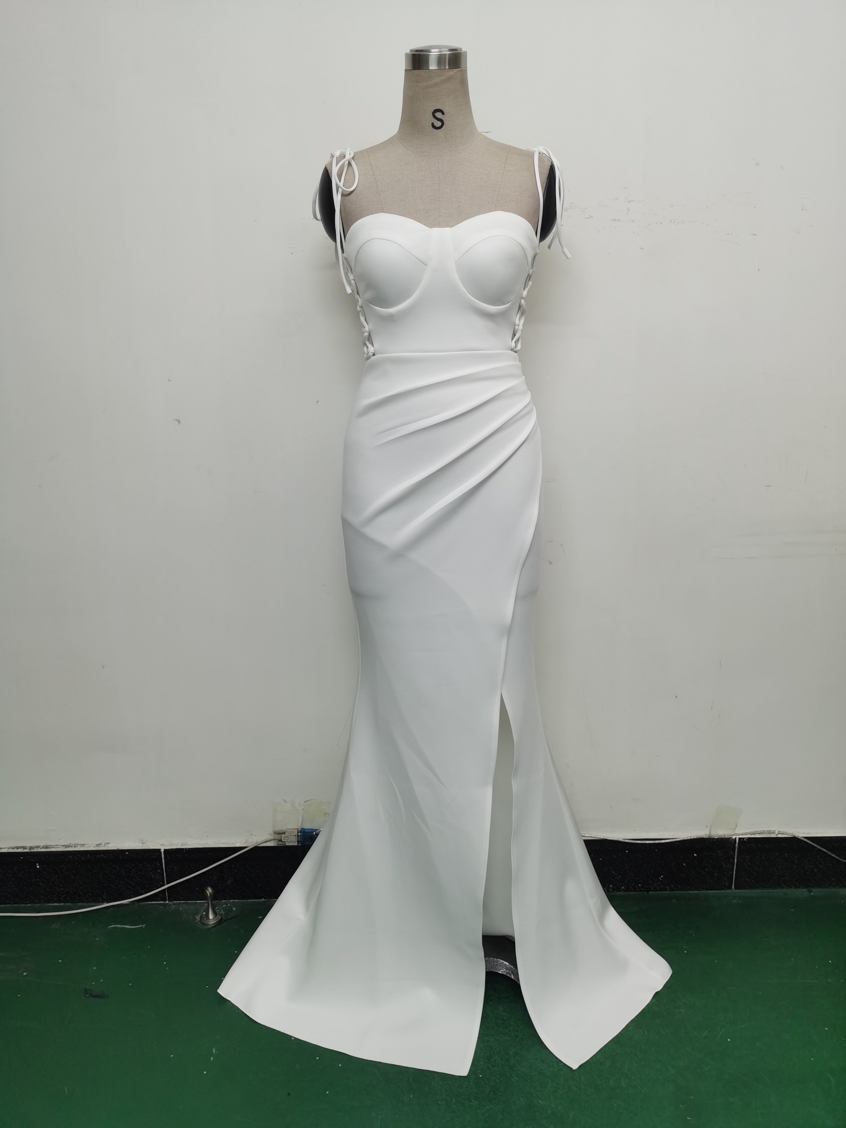 Women Two-way Rope Binding Satin Evening Dress 17