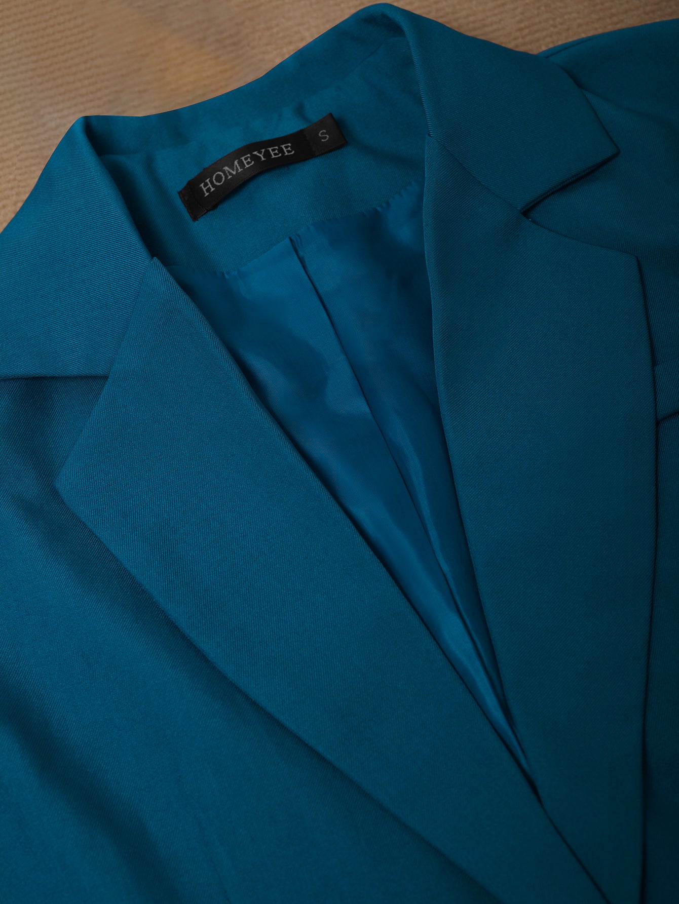 Women Blue Elegant Turndown Collar Maxi Blazer 4