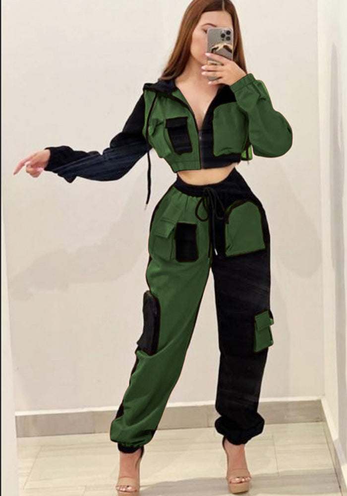 Women Double-piece hooded Top and trousers Casual Two Piece Set 7