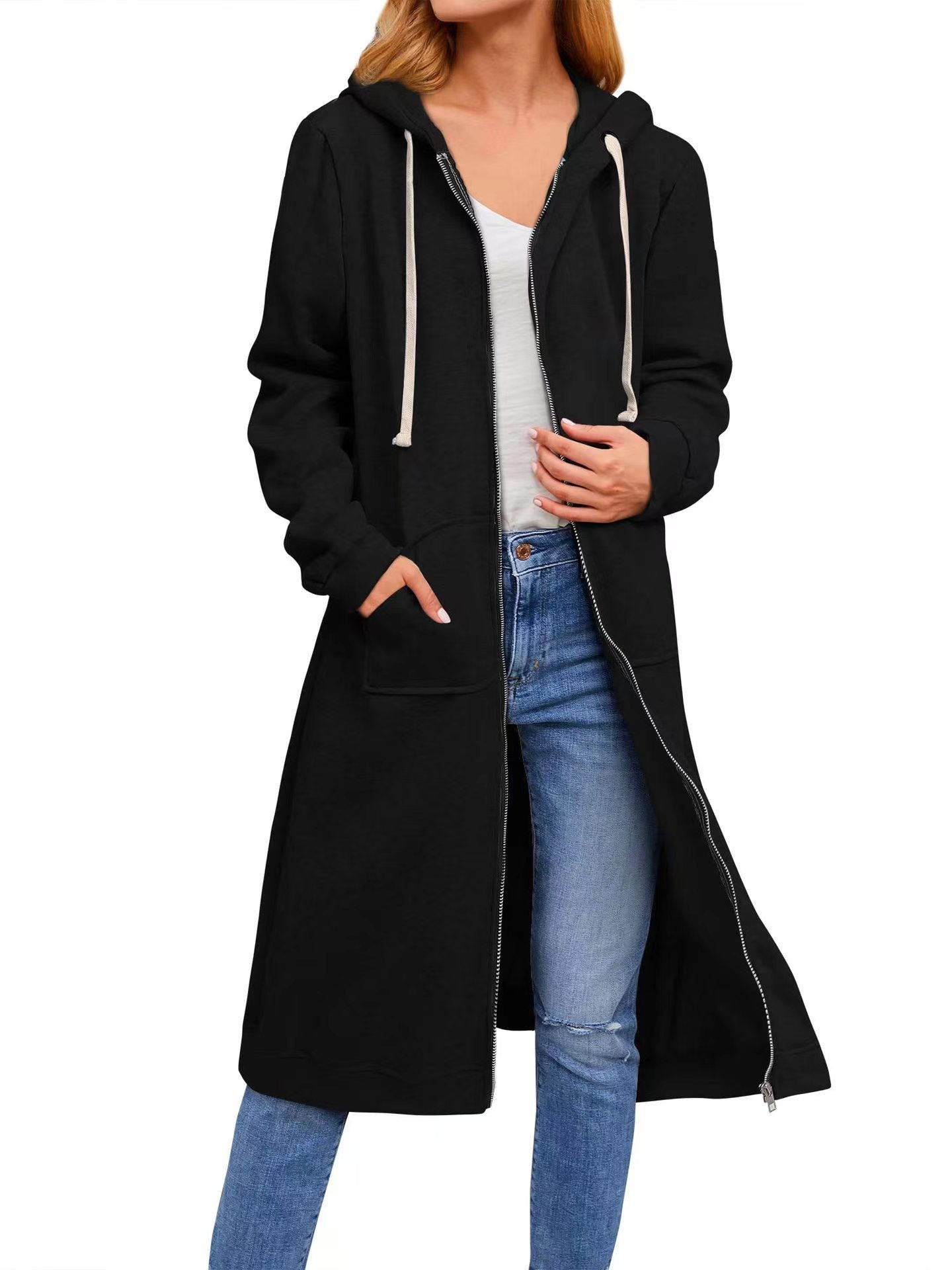 Women Loose Zip Long Jacket 12