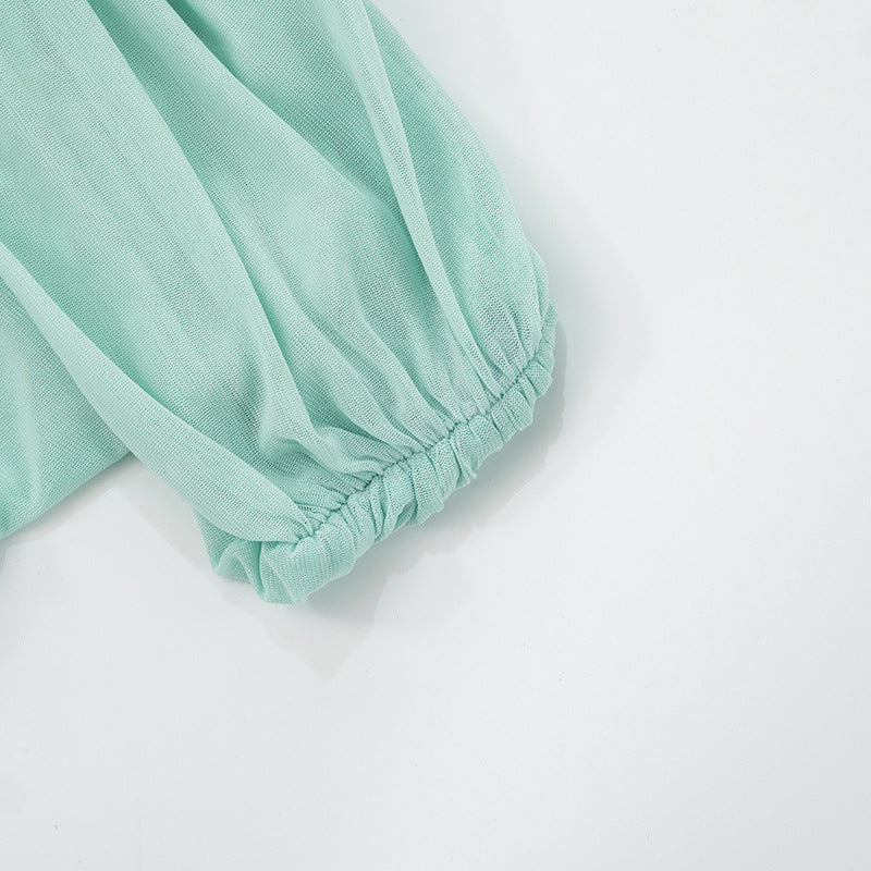 Women Solid Strapless Off-Shoulder Mesh Pleated Dress 11