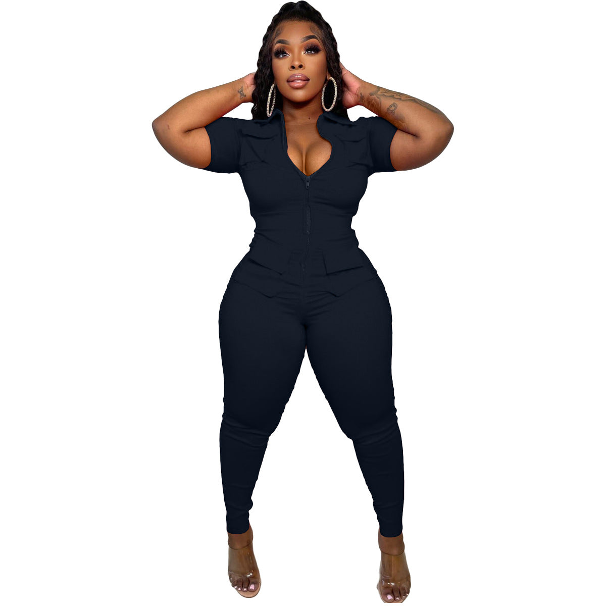 Women's Sexy Zip Pocket Jumpsuit 9