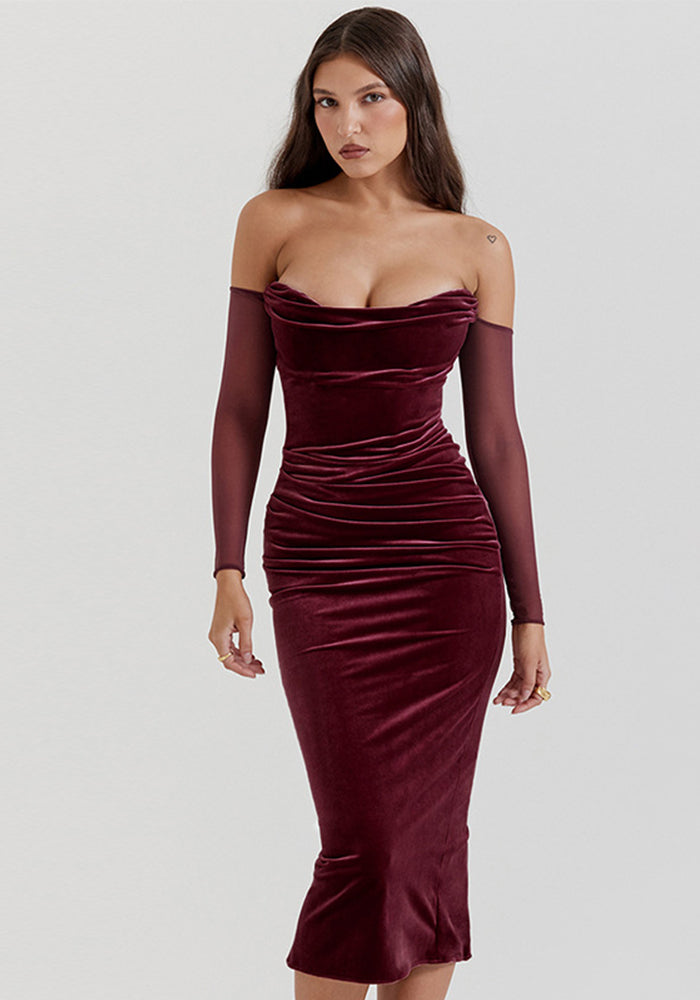 Autumn Chic Off Shoulder Velvet Sexy Party Dress