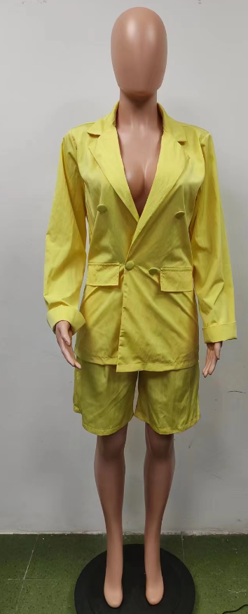 Summer Fashion Women's Clothing Turndown Collar Blazer Shorts Two-Piece Suit 10