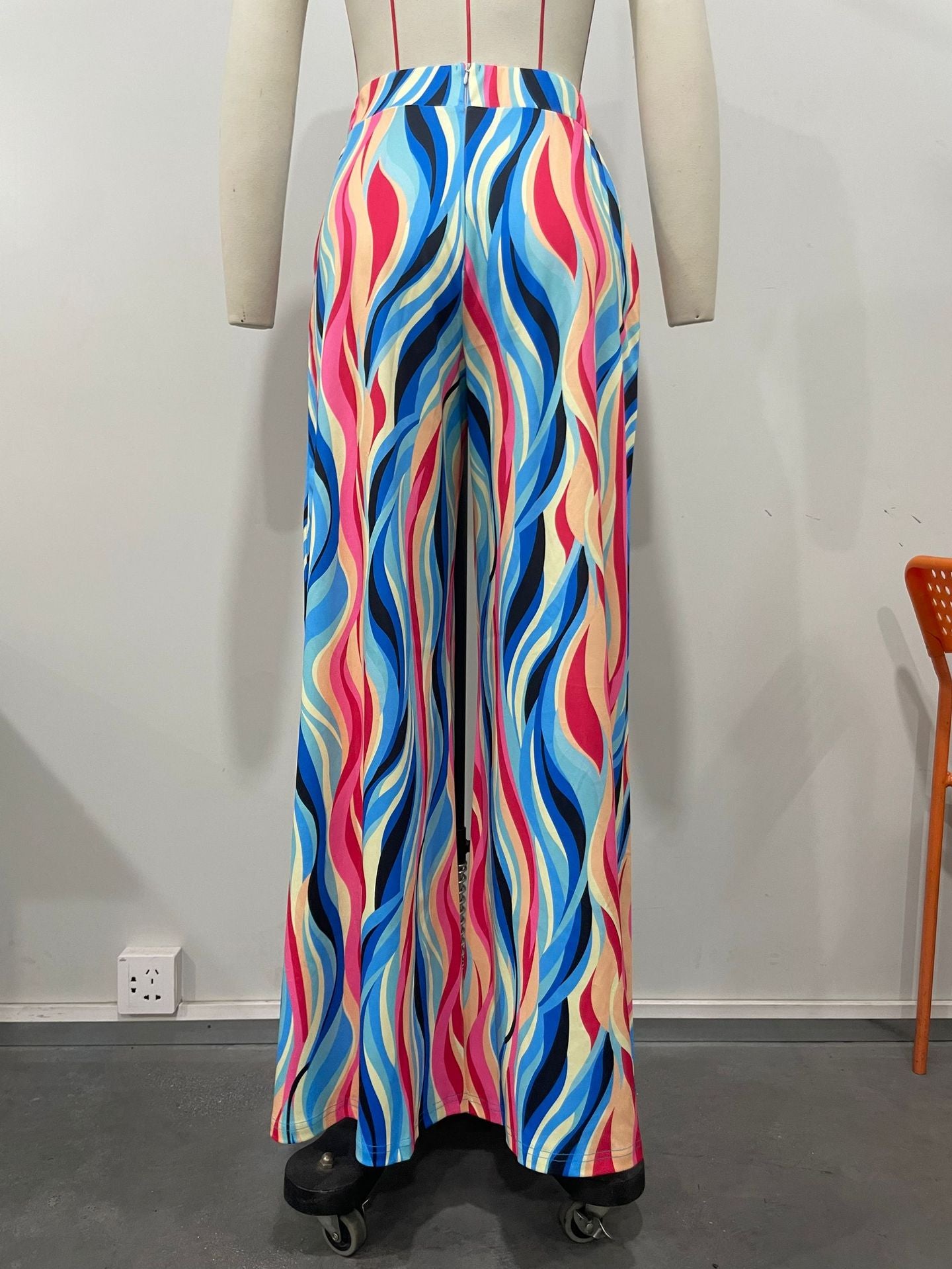 Women's Multi Color Printed Wide Leg Straight Pants 5