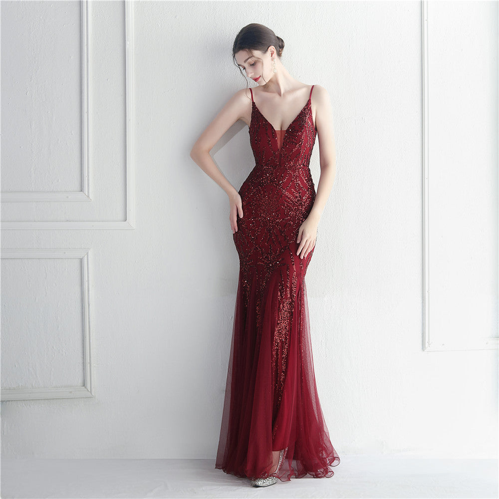 Plus Size Women Sequined Formal Party Maxi Evening Dress 7