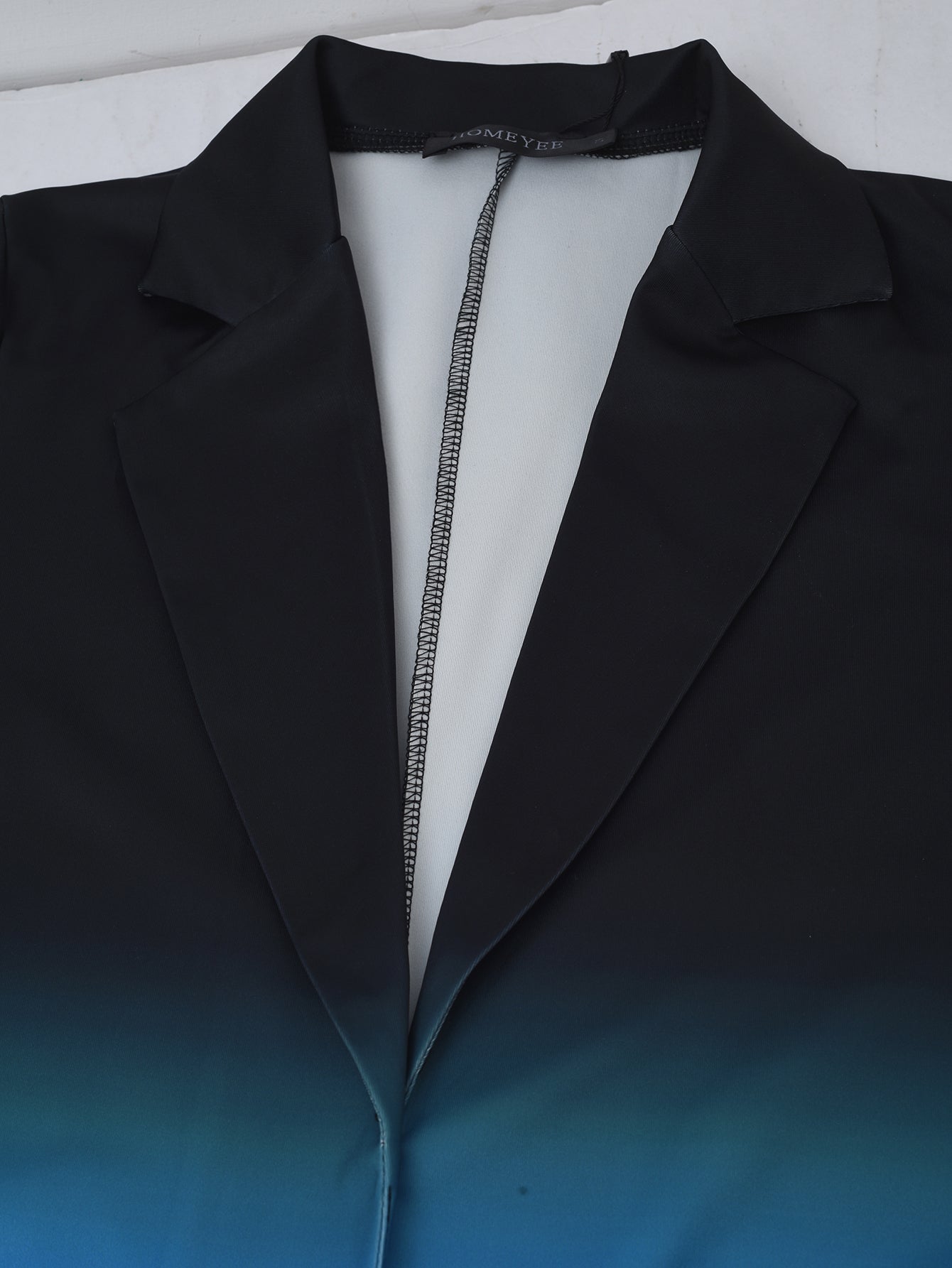 Women Elegant Gradient Turndown Collar Pocket Blazer 10