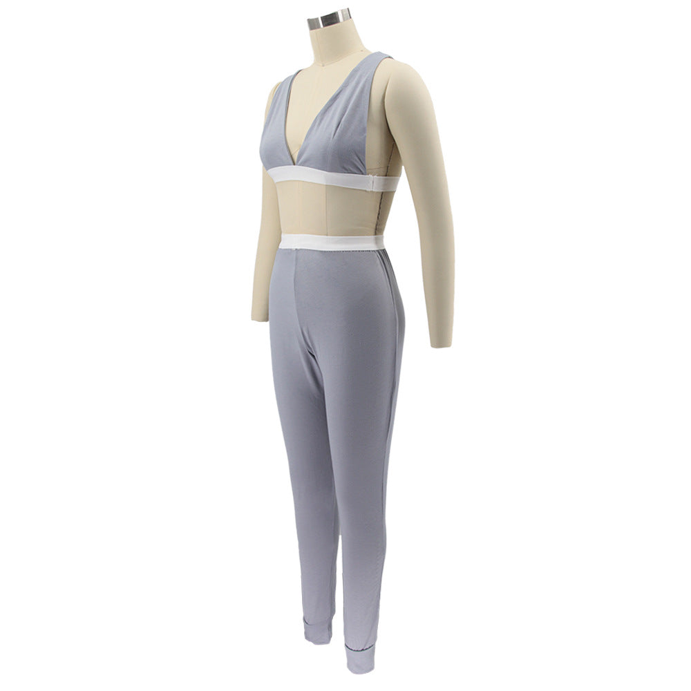 Women Solid Sling Elastic Casual Sports Two-piece Set 25