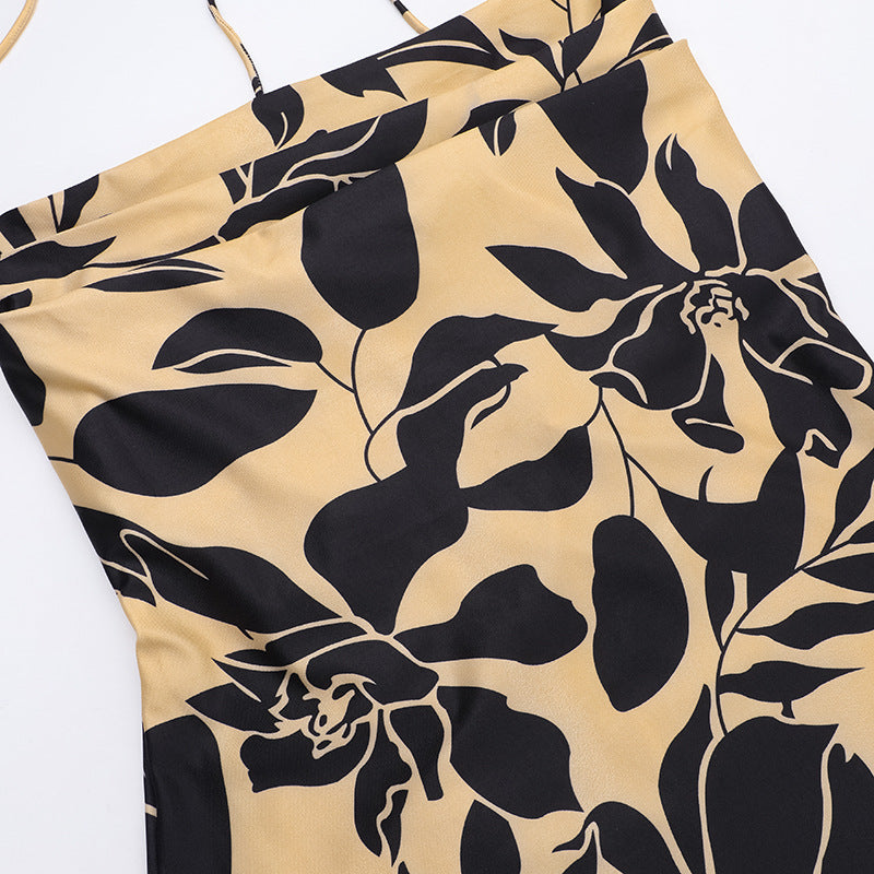 Women Printed Sexy Backless Strap Dress 15
