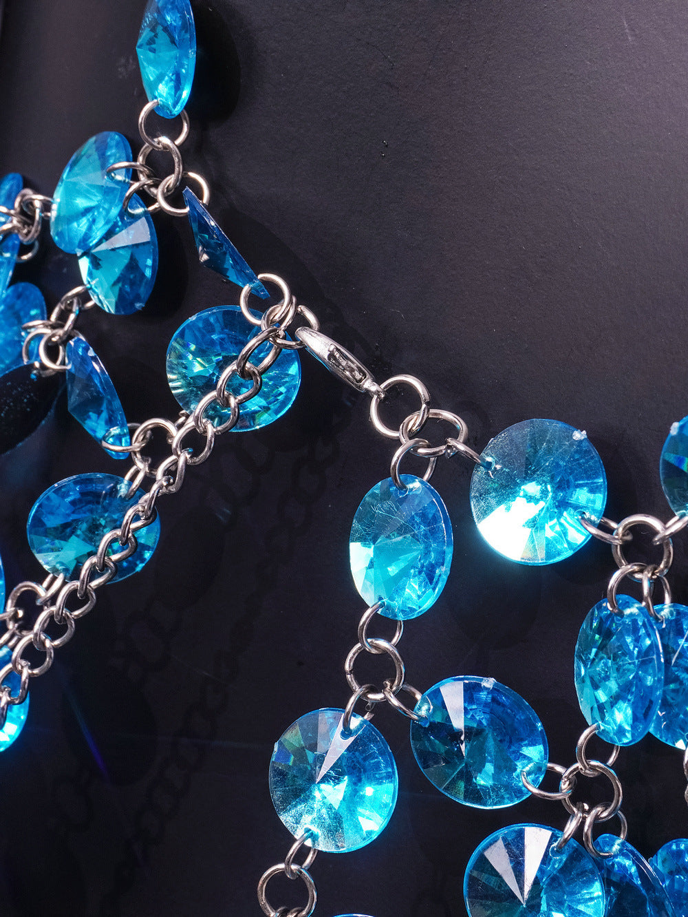 Blue Gem Sexy Halter Neck Strap Low Back Women's Vest Slit Skirt Two-Piece Set 14