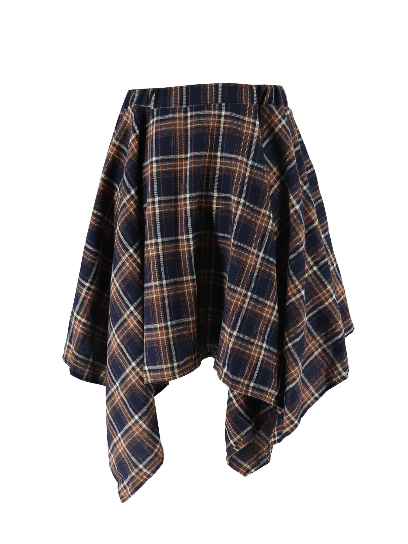 High-Waist Patchwork Asymmetrical Plaid Skirt 7