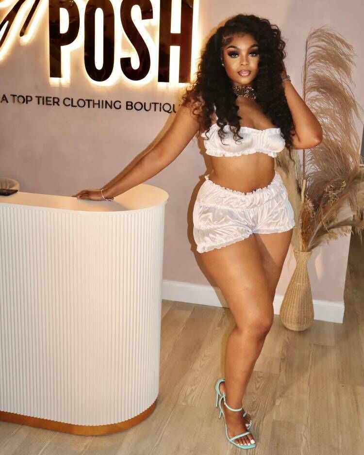 Women sexy suspenders Strapless Top and Ruffle Edge Shorts Two Piece Set 8