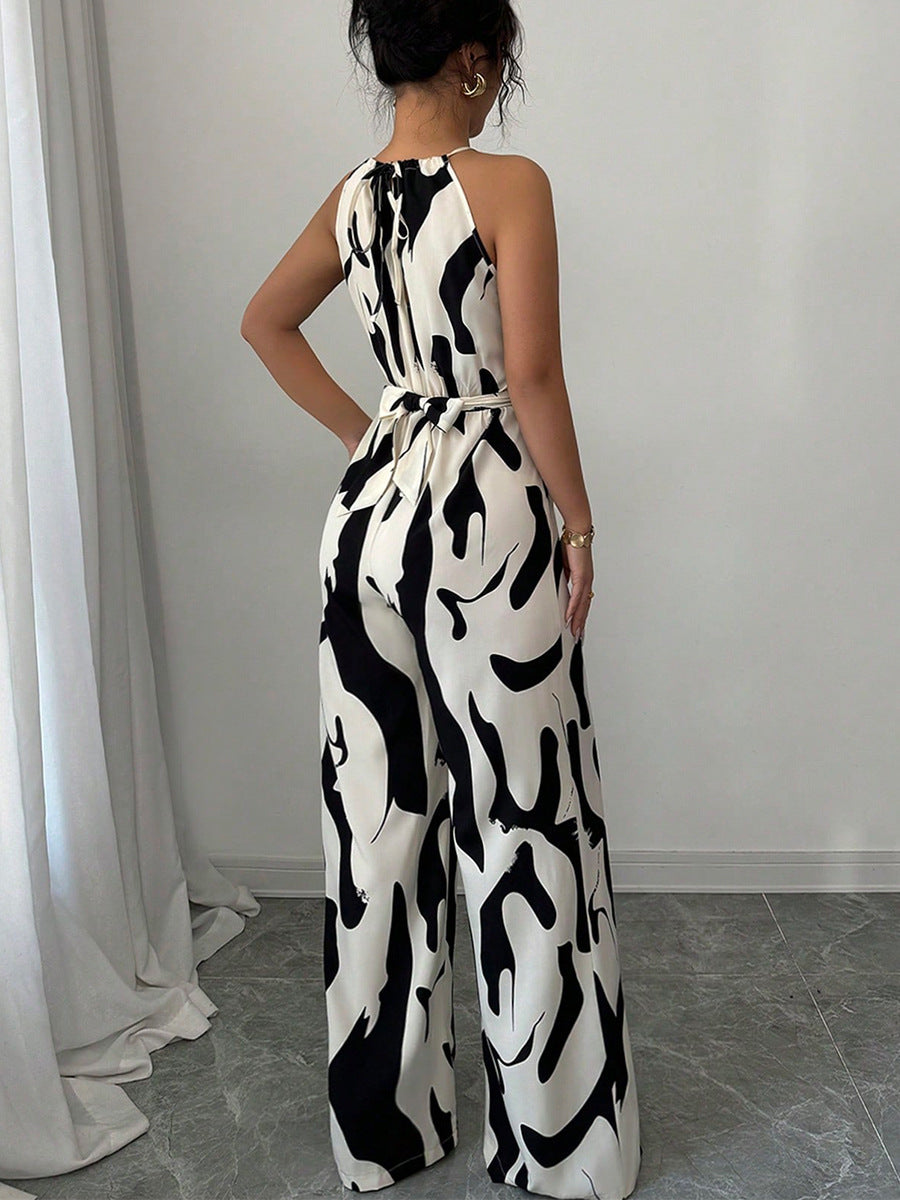 Spring/Summer Zebra Print Wide-Leg Jumpsuit 3
