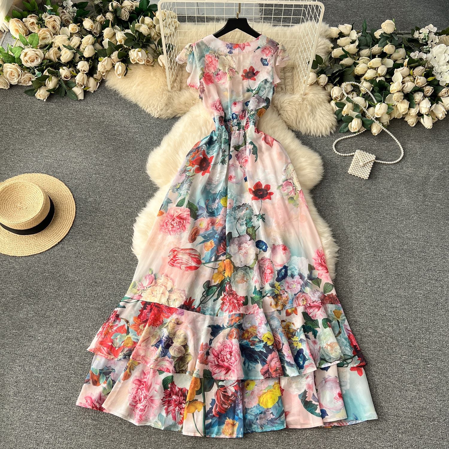 Women Holidays Sexy V Neckchiffon Ruffle Dress 23