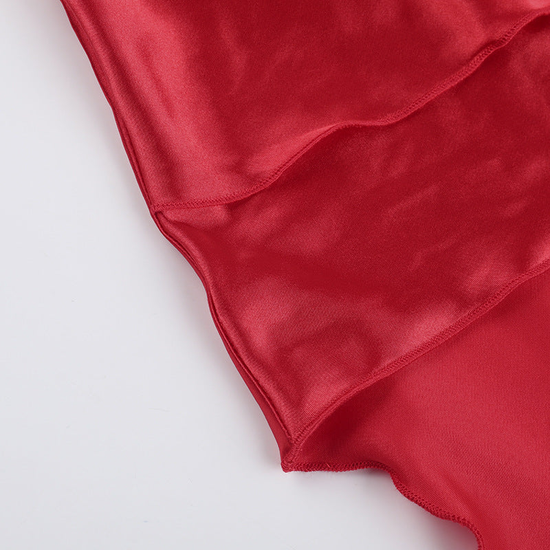 Women Solid V-Neck Ruffle Halter Neck Dress 15