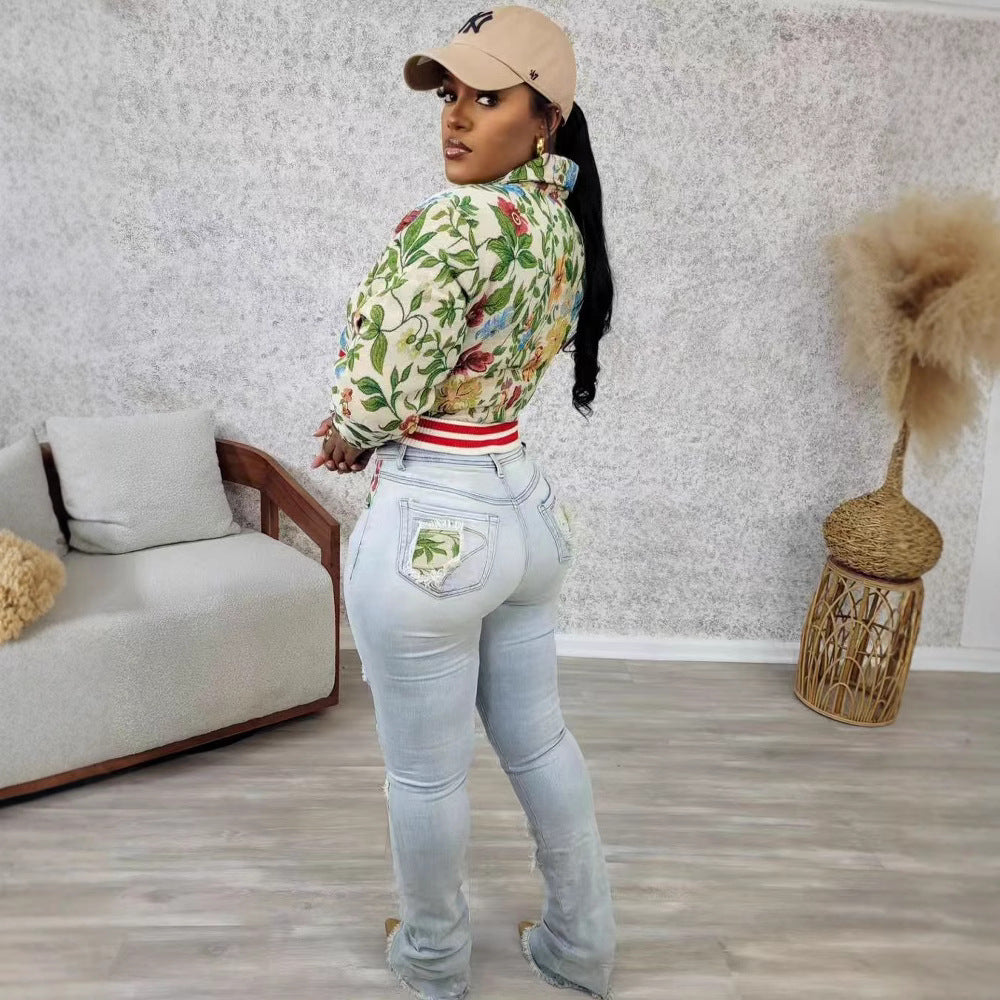 Women Casual printed baseball jacket 5