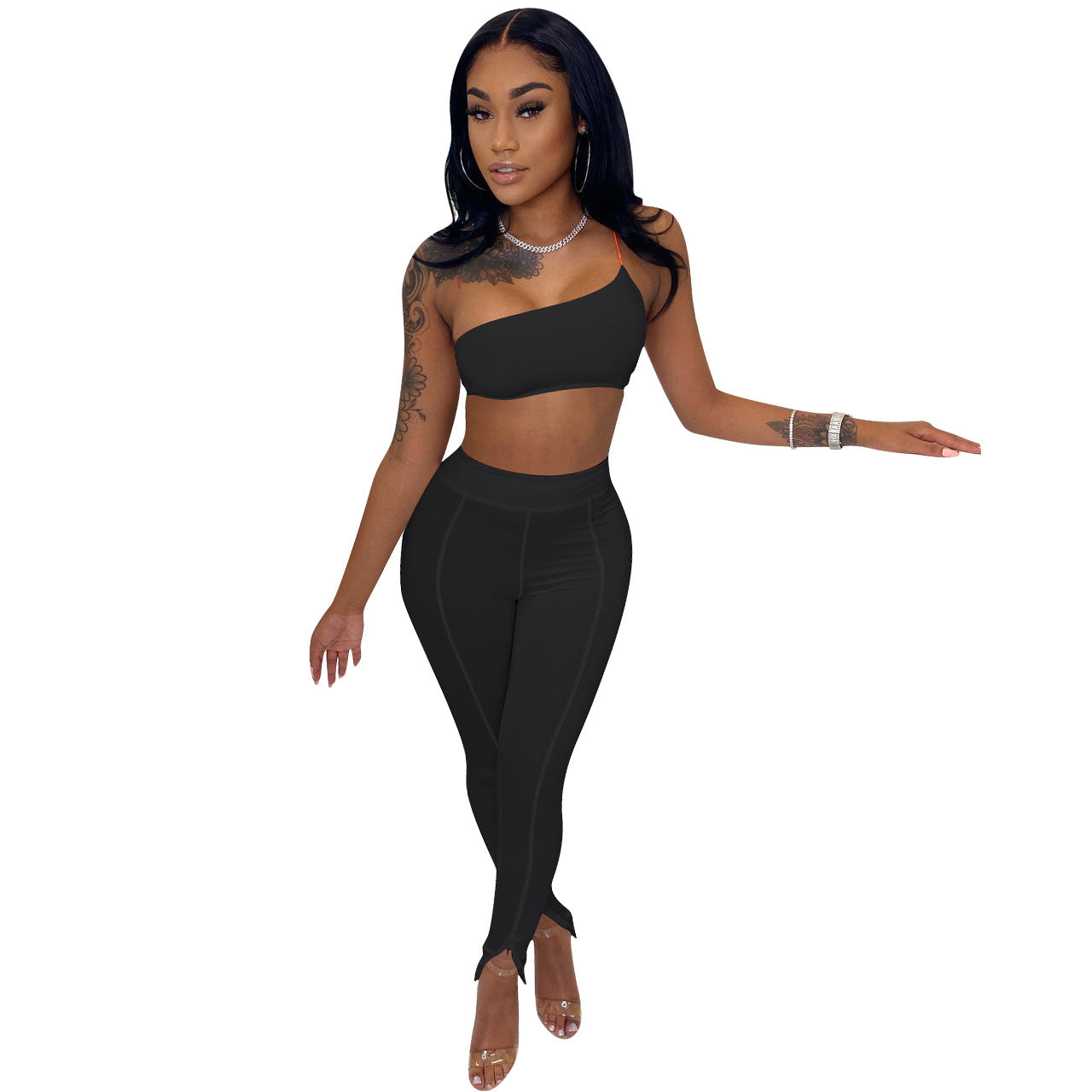 Women's Sling Tube Slit Hem Tracksuit 12
