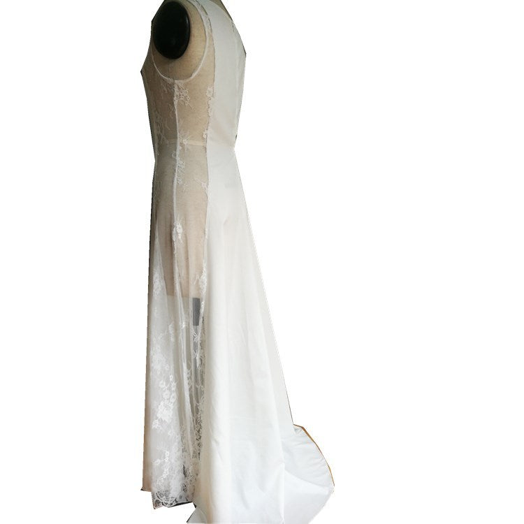 Lace Patchwork Long Dress Holidays Sexy Hollow Women Evening Dress 5