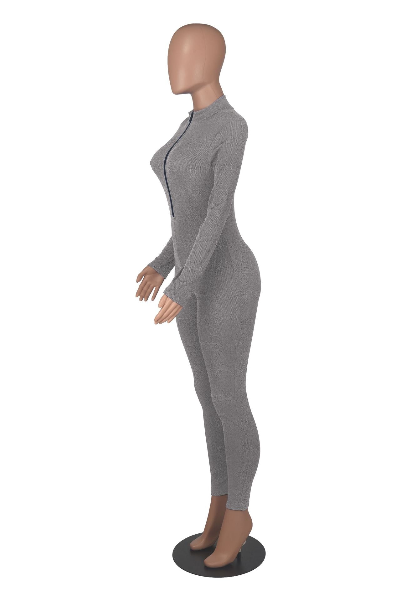 Women Fall Zip Long Sleeve Sports Jumpsuit 17