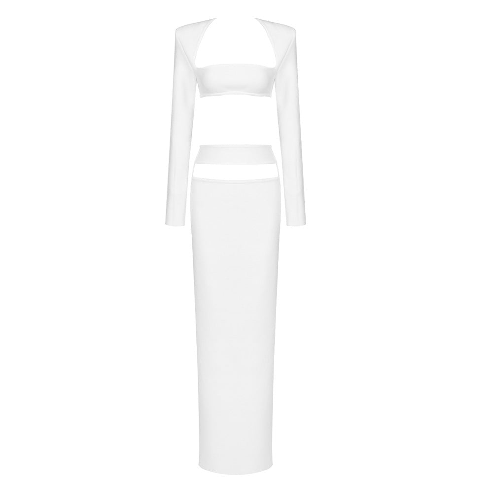 Women Long Sleeve Top and bandage dresses Two-Piece Set 6
