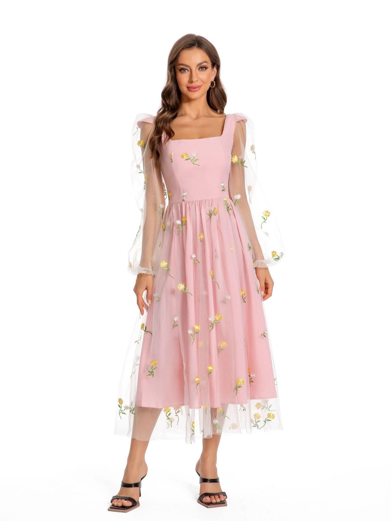 Women French retro long sleeve dress 11