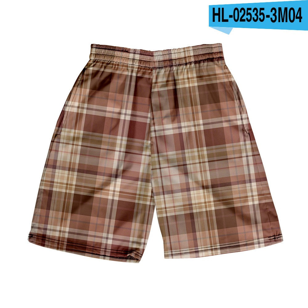 Men's Spring/Summer Hawaiian Casual Plaid Shorts 17