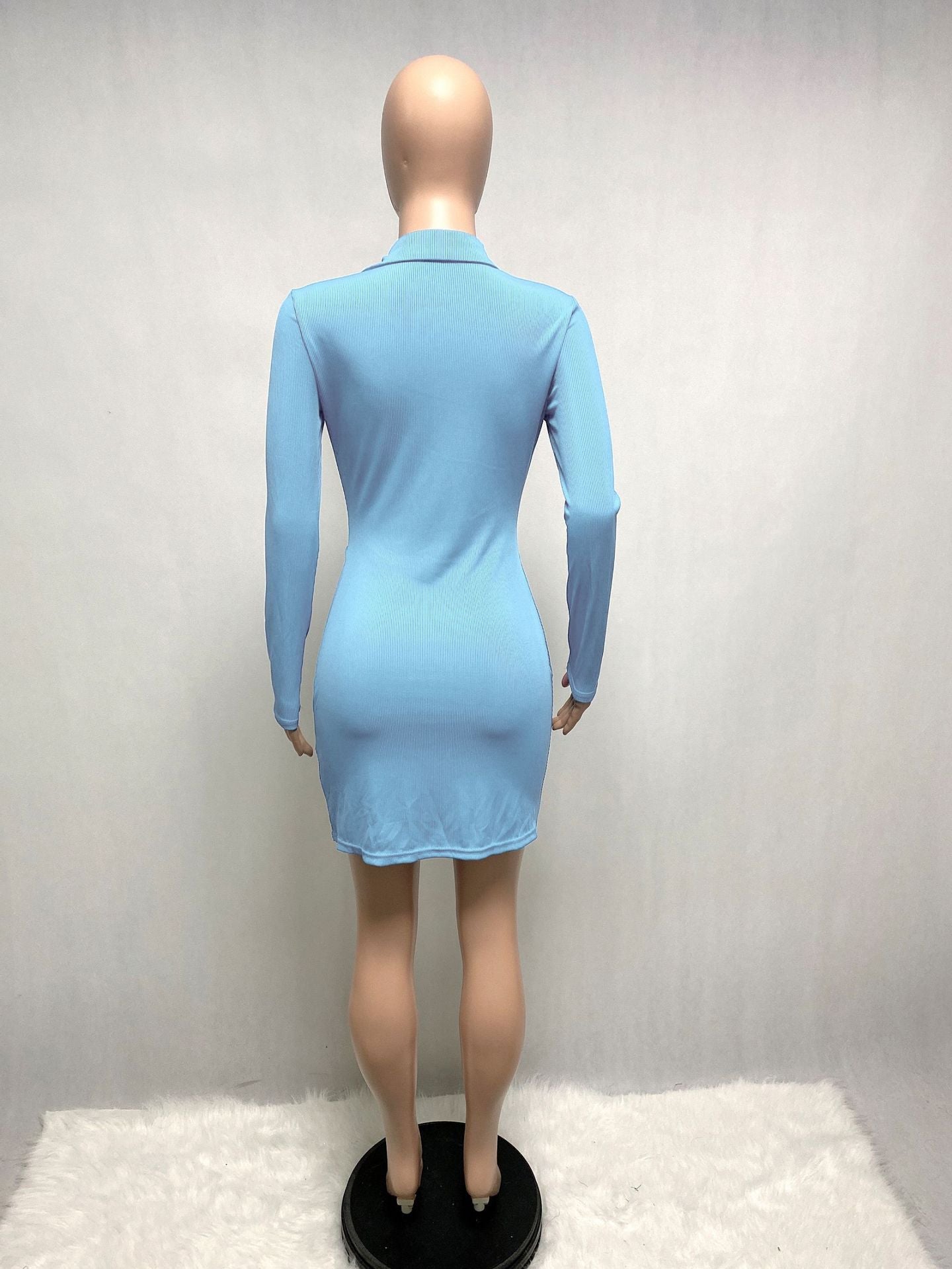 Women Fall Sexy Ribbed Button Bodycon Dress 13