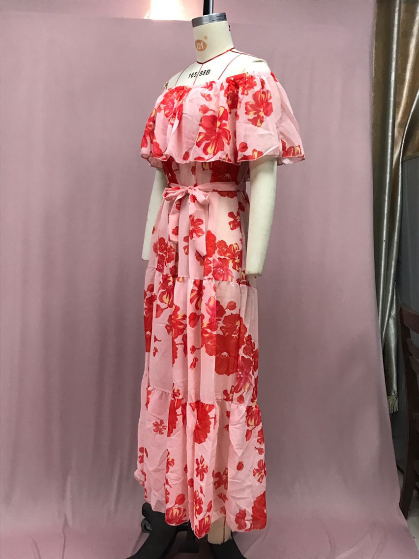 Women's Gradient Color Printed Off Shoulder Maxi Dress 21