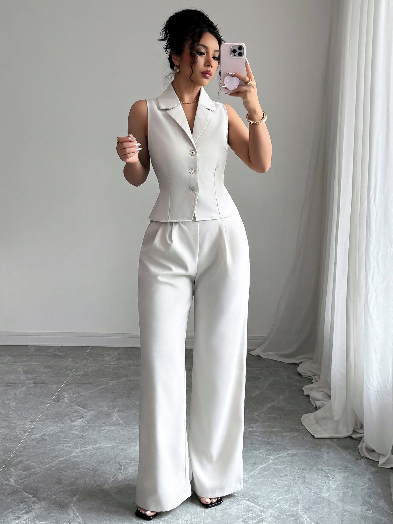 French Holiday Button-Down Vest & Pants Set 4