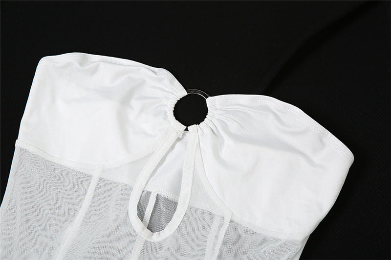 Women Off Shoulder Hollow Sexy See-Through Mesh Dress 21